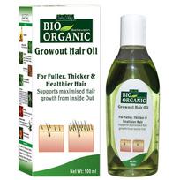 INDUS VALLEY Bio Organic Growout Hair Oil 100% Organic and Vegan Combats Dandruff, Flaky scalp, Frizz and Split Ends (100ml) black