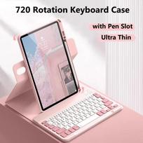 Rotating Keyboard Case for Samsung Galaxy Tab A9 Plus 11 Inch S9 11 S8 S7 11 A8 10.5 S6 Lite Cover For Galaxy Tab A11 Plus Tab S9 FE 10.9&Japanese rožinė