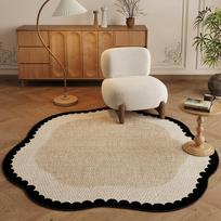 Round Living Room Carpet Bedroom Bedside Rug French Medieval Style Cloakroom Dressing Table Chair Floor Mat Home Decoration Rugs Diameter 110cm brown