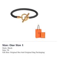 HERMES Calfskin Bracelets Men's Black H077240F89T3 One Size 1 juoda