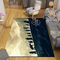 Žiedų valdovas flanelinis raštuotas kilimas, namų sofos dekoracija svetainei ir miegamajam, neslystanti flanelinė grindų kilimėlis žaidimų kambariui 40x60cm( 15x23in ) black