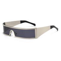 Cyberpunk Sunglasses Square Metal Frame Uv400 Sun Protection For Casual Wear And Parties SilverFrameGray beige