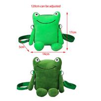 Frog Crossbody Bag Women Shoulder Stylish Small Handbag Zipper Travel Pouch Plush for Party šviesiai žalios spalvos