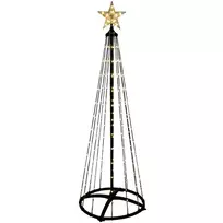 LED kūgio formos kalėdinė eglutė su žvaigžde, juoda, 70 × 70 × 210 cm