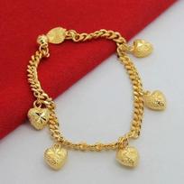 Foreign Trade Jewelry 24K Gold-plated Vacuum Electroplating Chain Bracelet Popular Style Heart Charm Bracelet 19cm beige