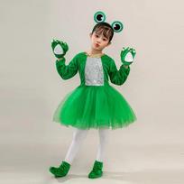 Cartoon Animal Green Frog Costumes Dress Performance Dance Clothes Halloween Party Cosplay Costumes for Adult Teens Boy Girls 100cm green