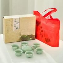 Dehua teapot set 1 head celadon ceramic tea set gift box Kung Fu tea set carp teacup gift set red