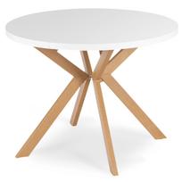 Apvalus išskleidžiamas stalas Modern, 100–250 cm, baltas/skandinaviško ąžuolo spalvos