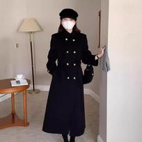 New Double-sided Wool Coat Long Korean Style Shoulder Pad Slim Wool Coat M