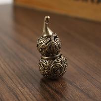 Tang Teng Brass Gourd Keychain Pendant - Auspicious DIY Handmade Accessory for Bags & Phones brown