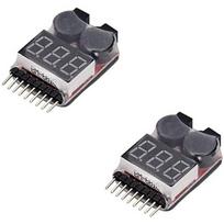 LiPo Battery Low Voltage Buzzer Alarm 1–8S – 2 Pieces – Loud Beep Indicator – Overdischarge Warning for RC Drones, Cars, Planes juoda
