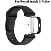 Apyrankė Redmi Watch 3 Active išmaniajam laikrodžiui, minkšta silikoninė apyrankė, apyrankė Redmi Watch3 Lite, apyrankė su dėklu Redmi watch 3 Active black