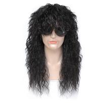 Perukas su tatuiruočių rankovėmis vyrams Juodas sintetinis garbanotas Cosplay perukas Helovinui 24inches&1pc black
