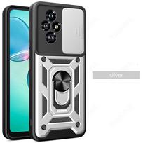 Magnetinis žiedinis atlenkiamas stovas Funda skirtas Honor 200 Pro 5G 90 Lite X5 Plus X6A X9A Magic 5 6 Pro 5G dėklas, slankiojantis objektyvo šarvuotas dangtelis Magic 5 Lite 4G sidabras