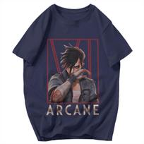 Men T Shirt Arcane Season 2 Vi Gifts Y2K Graphic Tees Unisex Clothes T Shirts 4XL gray