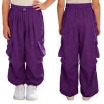 Vaikų Hip Hop šokių kelnės su raišteliu, elastingu juosmeniu, cargo stiliaus, su daug kišenių, skirtos jazz, riedlenčių sportui 7-8 Years violetinė