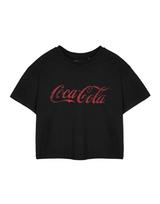Coca Cola Trumpas juodas moteriškas marškinėlis su trumpomis rankovėmis, oficiali atributika S black