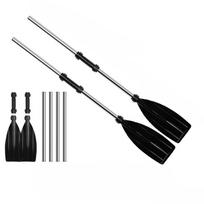 Sustiprinti valties irklai Aliuminio Cinko Cinko Lydinio Žvejybos Valtis Efektyvumas Klijuota Mediena Baidarių irklai Žvejyba 125cm-1 pair Oars black