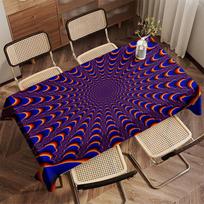 Trippy Pattern Tablecloth Restaurant Kitchen Tablecloth Living Room Home Decoration Rectangular Party Decoration 140x220cm blue