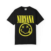 Nirvana Smiley Logo T-Shirt Band Tee, Rock Vintage Style M yellow