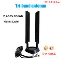 WiFi6 WiFi7 2.4G/5.8G/6G trijų juostų išorinė antena 12dBi Bluetooth maršrutizatoriaus antena RP-SMA Bluetooth maršrutizatoriaus antena A4