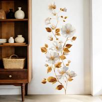 Creative Gold Flower Wall Stickers, Self-Adhesive Decals for Bedroom, Living Room, Entryway, Study, Home Decor One Size white
