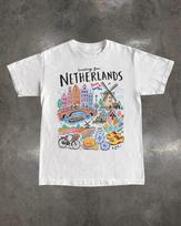 Netherlands Travel Shirt, Amsterdam Tulip Windmill Tee, Dutch Souvenir Gift 100 gray