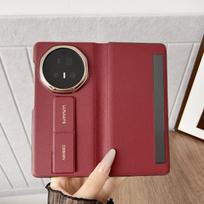 Honor Magic V5 Leather Case With Wrist Strap Smart Window Shockproof Business Magnetic Protective Cover Honor Magic V5 brown