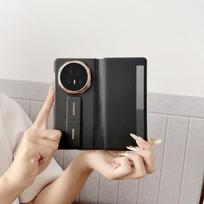 Honor Magic V5 Leather Case With Wrist Strap Smart Window Shockproof Business Magnetic Protective Cover Honor Magic V5 gray
