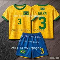 Neymar 10 Brazilijos Futbolo Marškinėliai Vaikams Sportinės Aprangos Rinkinys 2026 Futbolo Uniforma Vaikų Geltoni Marškinėliai Mėlyni Šortai Jaunimo Treniruočių Rinkinys 140