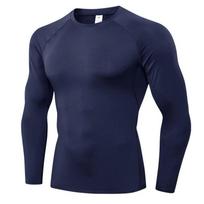 Treniruočių T-shirt Vyriški ilgomis rankovėmis Kompresiniai marškinėliai Vėsūs greitai džiūstantys Sportiniai apatiniai sluoksniai Atletiški sporto salės T-shirt XL black