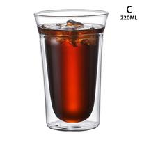 Kūrybinio arbatos stiklo dvigubos sienelės dizaino permatomo stiklo kavos puodelis Stikliniai puodeliai 220ML black