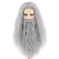 Kalėdinis Cosplay Sintetinis Perukas Ilgi Plaukai Baltas/Pilkas Kalėdų Senelio Barzdos Perukas Unisex Vyrams Moterims Vakarėlio Persirengimo Aksesuarai gray