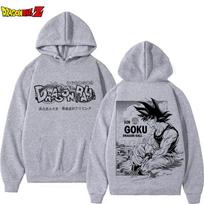 Anime Dragon Ball Z Son Goku Manga stiliaus dvipusės spaudos gobtuvas Patogus džemperis su gobtuvu gerbėjams ir kasdieniam dėvėjimui S gray