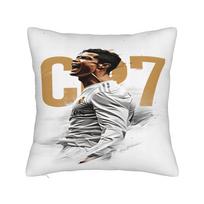 CR7 R-RonaldoS Football Pillow Case  Graphic Pillow Cover Retro Trendy Pillowcases For Living Room Sofa 12x12Inch white