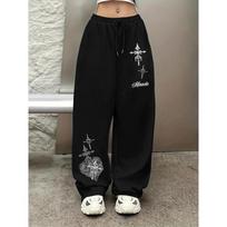 Miracle Printed Pants - Elastic Drawstring Waist Belt and Wide Pants, Elegant and Comfortable for All Seasons Leisure XL black