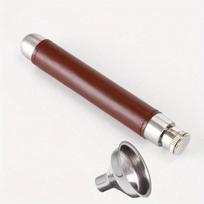 1Pc Portable Mini Hip Flask 1.5oz Whisky Vodka + Funnel Stainless Steel Hip Personalized Pen Holder Shape Flagon Men's Gift Brown brown