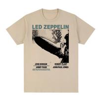 Led Zeppelin Oro Laivas ir Grupės Nariai Retro Marškinėliai, Unisex Klasikinio Roko Gatvės Apranga, 100% Medvilnė Laisvalaikio Trumpomis Rankovėmis Viršus XL beige