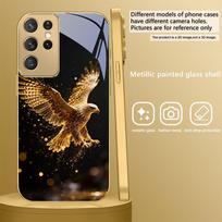 Skrendantis auksaspalvis erelis Samsung Galaxy S20 FE S21 S22 S23 Plus S24 Ultra 25Ultra S21+ S9+ S22Plus telefonui Auksinis stiklinis telefono dėklas Galaxy S23+ brown