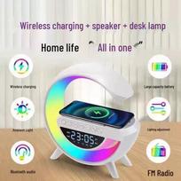 Bluetooth Speaker BT3401: Wireless Charging & Ambient Light Alarm Clock G63, Perfect Student Gift Support Custom Wholesale Contact white