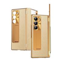 Skirta Samsung Galaxy Z Fold 8 Ultra / 7 6 5 4 3 Padengtas Oda Dvigubo Vyrio Apsaugantis Viso Kūno Stovas Rašiklio Lizdas Dėklas +Grūdintas Stiklas Opp Bag&For Samsung Galaxy Z Fold5 5G 7.6" beige