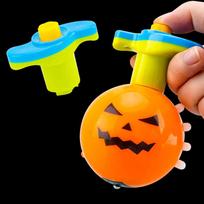 Kids Cartoon Simulation Pumpkin Light Press Rotating Gyro Toy Halloween Party Pumpkin Gyro Decompression Light-Emitting Toys yellow