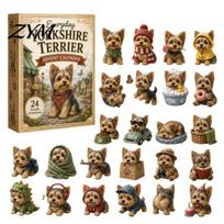 Christmas Ritual Box 2026 Dog Advent Calendar, 24 Days Puppy Figures Countdown Lover Decorations 2D Acrylic Cute Collectible Ornaments for Lovers, A beige