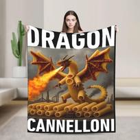 Dragon Cannelloni Dragoni Italian Brainrot Meme Plush Blanket Girls Boys Flannel Throw Blanket For Chair Soft Design Bedspread 125cm*150cm black