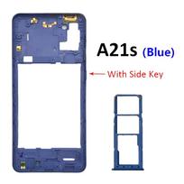 Full Housing Middle Frame Bezel For Samsung Galaxy A21S A217 SM-A217F/DS Battery Back Cover Rear  Case Camera Lens Replace Mid-Frame Blue gray