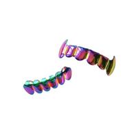 Rainbow Colorful Dental Teeth Grillz Colorful Teeth Braces Costume Mouth Grills  Christmas Parties set 2 blue