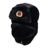 Unisex žieminė traperio kepurė su ausimis, šilta lauko kepurė šaltam orui, juoda one size black