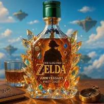 3D Zelda Whiskey Decanter Glass Wine Bottle Set Art Craft Barware green cap black