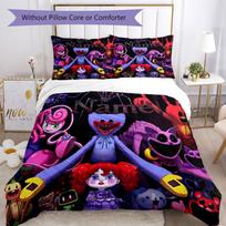 3pcs Custom Name Huggy Wuggy Bedding Set Duvet Cover Closure Includes 1 Duvet Cover & 2 Pillowcases, Soft and Comfortable for All Seasons. 135cmx200cm white
