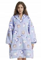 Plush Sweatshirt With Hood Comfy Oversize Blanket Warm Penguin Snowflake Winter gray